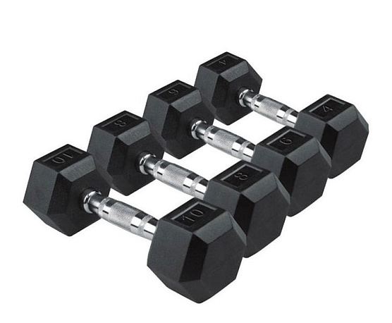 Гексагональные обрезиненные гантели Ultra Gym UG1013 ряд от 42,5 до 50 кг