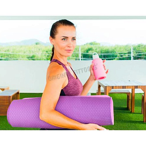 Купить Original FitTools Коврик для йоги 6 мм двуслойный TPE бордово розовый в Москве