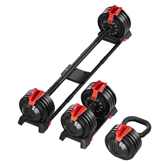 Hyfit Набор регулируемый штанга+гантель+гиря 24 кг