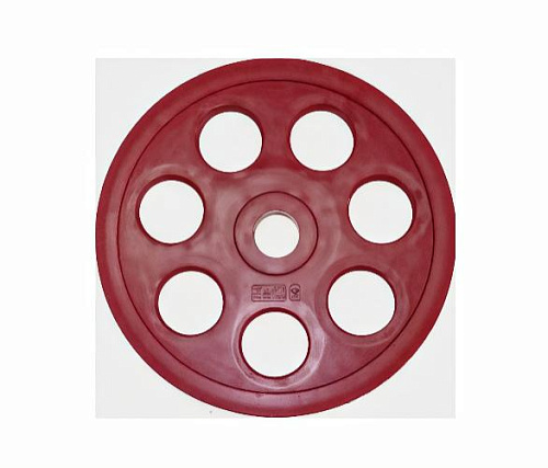 Купить Олимпийский диск евро-классик с хватом Bronze Gym серия Ромашка обрезиненный, красный, d51 мм, 25 кг в Москве