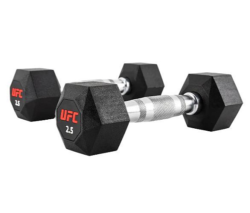 Комплект обрезиненных октагональных гантелей UFC Octagon Dumbbell 10 пар от 2,5 до 25кг