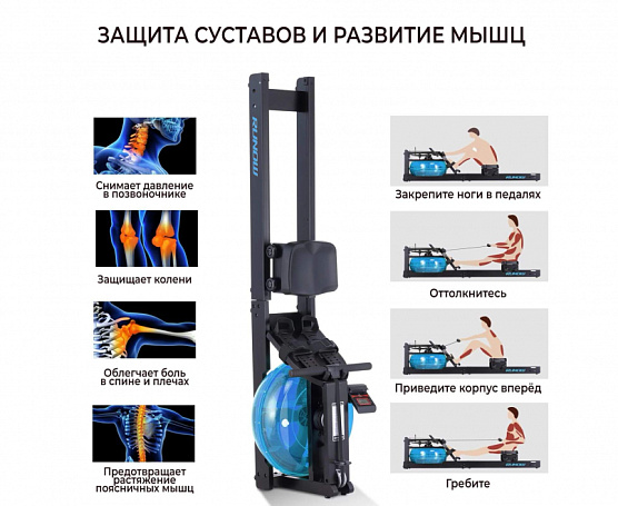 Гребной тренажер DFC Runow Black Wood фото3