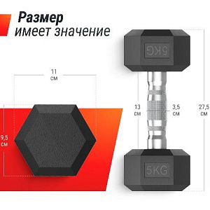 Купить Unix Fit Гантель гексагональная обрезиненная 5 кг / шт. в Москве