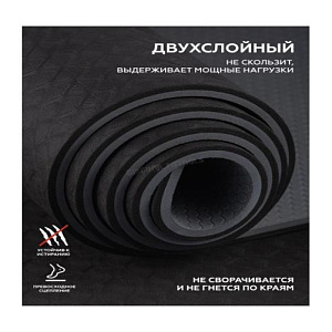 Купить Original FitTools Коврик для йоги 10 мм двухслойный TPE черно-серый в Москве
