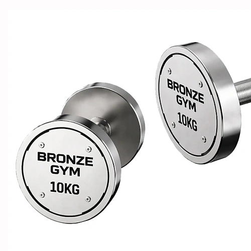 Набор стальных гантелей Bronze Gym 12–30 кг, 10 пар, шаг 2 кг