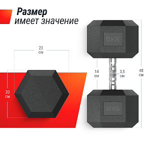 Купить Unix Fit Гантель гексагональная обрезиненная 50 кг / шт. в Москве