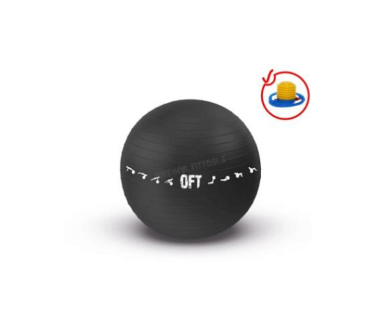 Гимнастический мяч Original FitTools 75 см черный для коммерческого использования с насосом