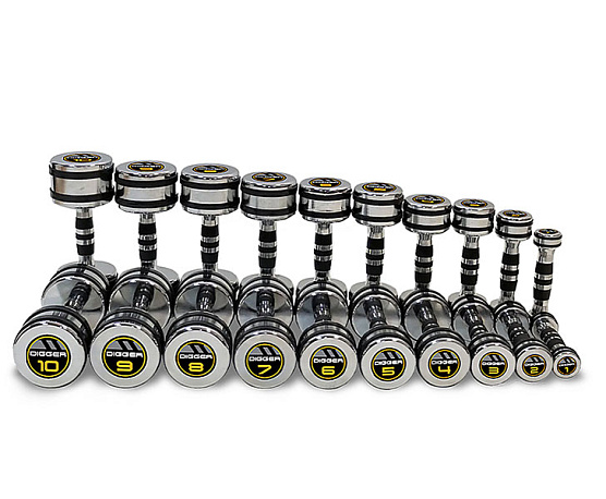 Комплект хромированных гантелей Hasttings 10 пар от 1 до 10 кг