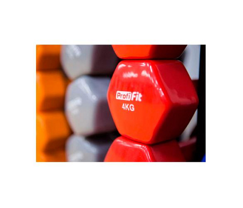 Гантель в виниловой оболочке Original FitTools PROFI-FIT 4 кг
