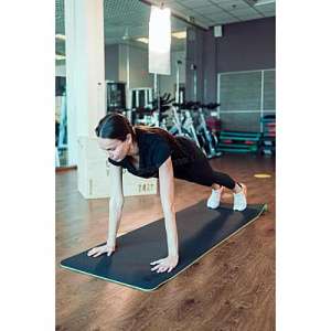 Купить Original FitTools Коврик для йоги 10 мм двухслойный TPE черно-зеленый в Москве