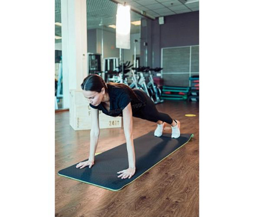 Коврик для йоги Original FitTools 10 мм двухслойный TPE черно-зеленый