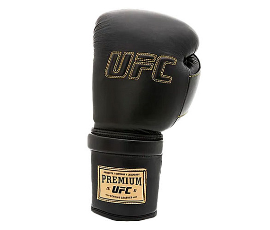 Премиальные тренировочные перчатки на шнуровке UFC черные 16 Oz