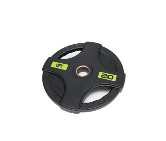 Диск олимпийский обрезиненный Original FitTools 20 кг черный с двумя хватами фото3