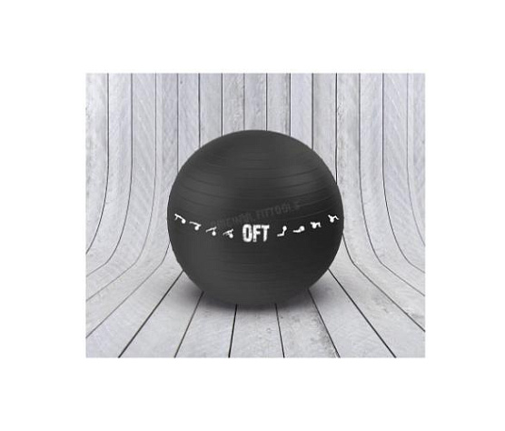 Гимнастический мяч Original FitTools 75 см черный для коммерческого использования с насосом фото1