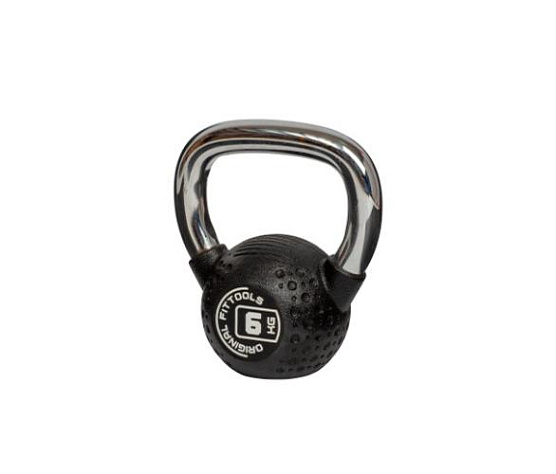 Гиря Original FitTools Гиря 6 кг с хромированной ручкой полиуретановая (CPU)