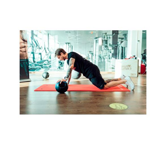 Мяч тренировочный медицинбол с хватами Original FitTools 7 кг фото6