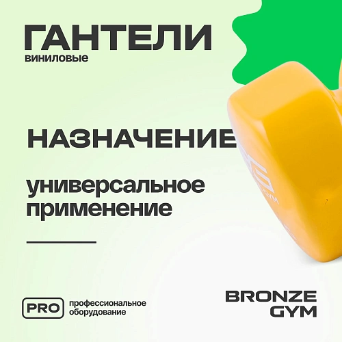 Гантели для аэробики виниловые Bronze Gym, 2 кг пара