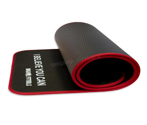 Мат для аэробики NBR Original FitTools 10 мм черный с кольцами