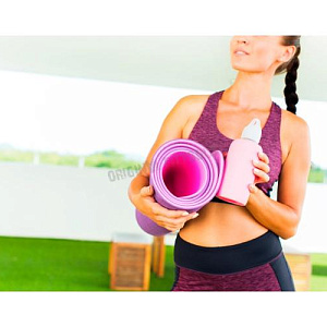 Купить Original FitTools Коврик для йоги 6 мм двуслойный TPE бордово розовый в Москве