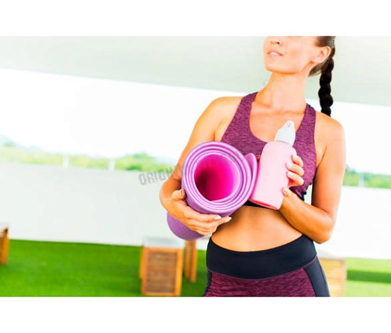 Коврик для йоги TPE Original FitTools 6 мм двуслойный бордово-розовый фото9