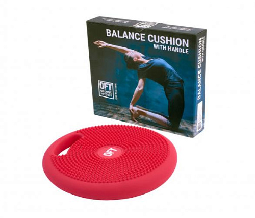 Подушка массажно-балансировочная с ручкой Original FitTools красная