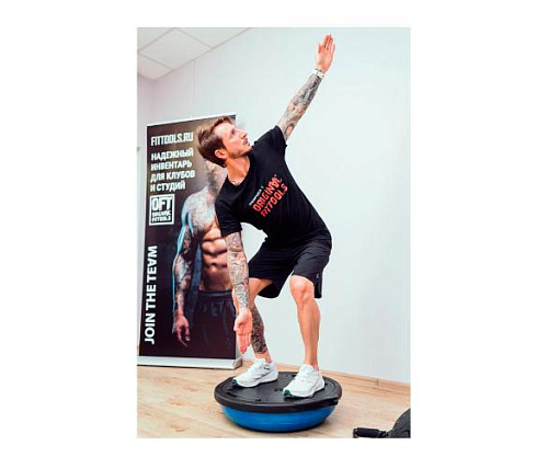 Полусфера гимнастическая надувная Original FitTools R2 с эспандерами и насосом