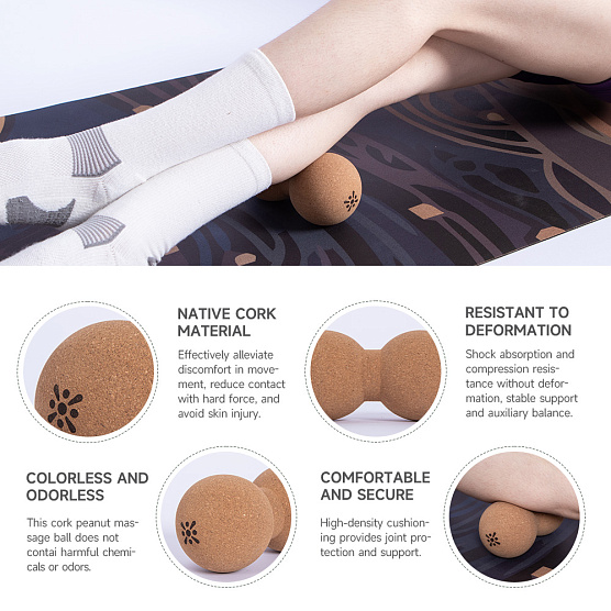 Двойной массажный мяч из натуральной пробки Bloom LB7128/WO фото3