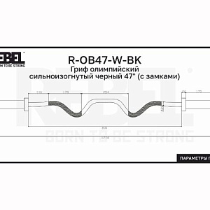 Купить Rebel Fitness Гриф олимпийский сильноизогнутый черный 47&quot; с замками в Москве