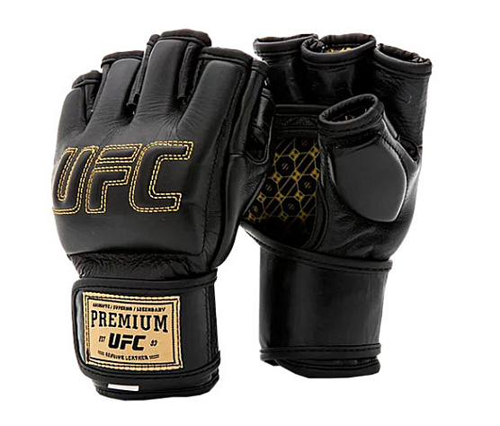 Премиальные MMA тренировочные перчатки UFC 6 унций чёрные L/XL