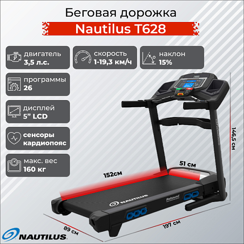 Беговая дорожка Nautilus T628 Купить Беговая дорожка Nautilus T628 в Москве