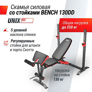 Купить Скамья Unix Fit BENCH 130DD силовая со стойками в Москве