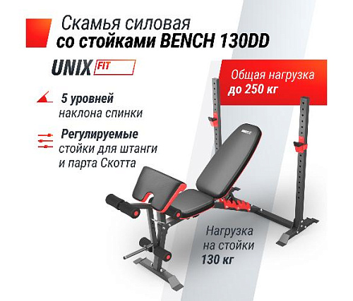 Силовая скамья со стойками Unix Fit BENCH 130DD