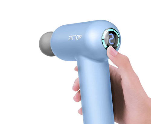 Перкуссионный массажер Fittop SuperHit Mini голубой