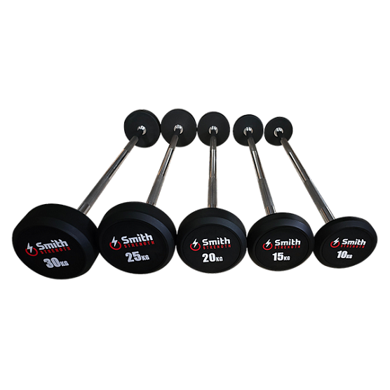 Набор обрезиненных фиксированных штанг Smith Fitness Excellence DB145-BS 10-30кг с прямой ручкой, шаг 5кг