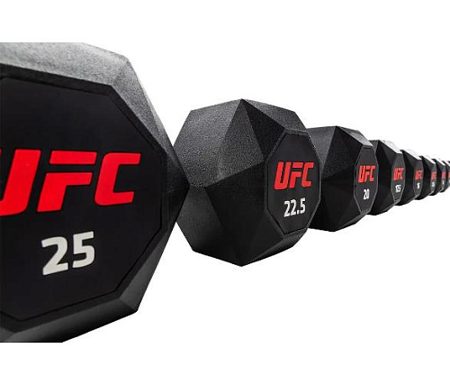 Комплект обрезиненных октагональных гантелей UFC Octagon Dumbbell 10 пар от 2,5 до 25кг