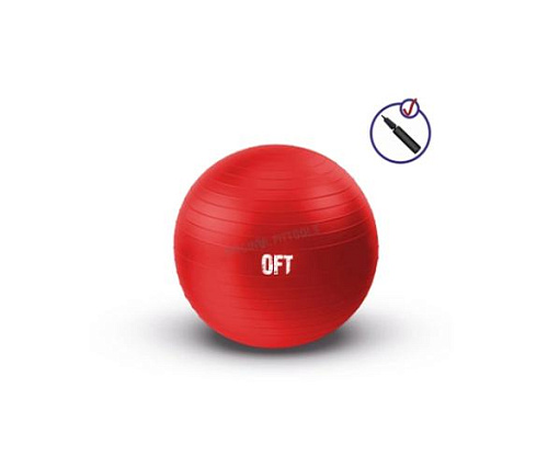 Купить Гимнастический мяч Original FitTools 65 см красный с насосом в Москве