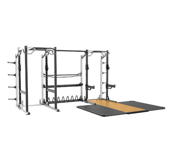 Aerofit SE-H3 Частичная силовая рама SE5001 и Силовая рама SE5002 соединенные между собой при помощи перекладины и дополнен модулями