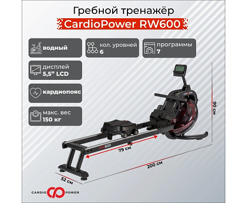 Гребной тренажер CardioPower RW600