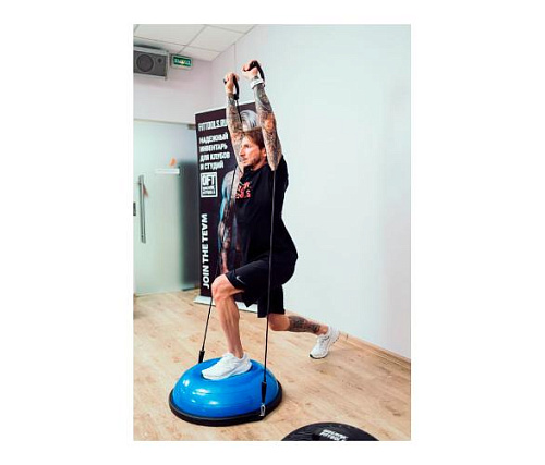 Полусфера гимнастическая надувная Original FitTools R2 с эспандерами и насосом