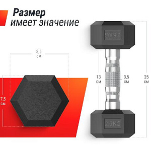 Купить Unix Fit Гантель гексагональная обрезиненная 2,5 кг / шт. в Москве