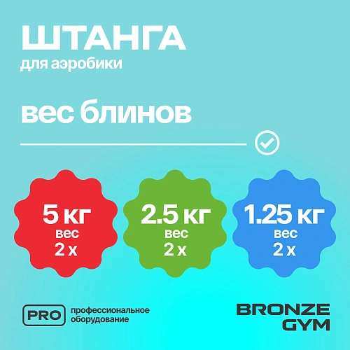 Штанга для аэробики Bronze Gym БОДИПАМП (гриф,весовые диски 2x1,25кг,2x2,5кг,2x5кг,пара замков)