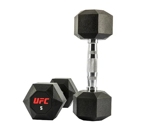 Комплект обрезиненных октагональных гантелей UFC Octagon Dumbbell 10 пар от 2,5 до 25кг