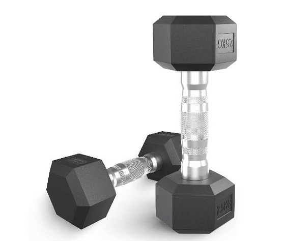 Гантель гексагональная обрезиненная Unix Fit 2,5 кг / шт.