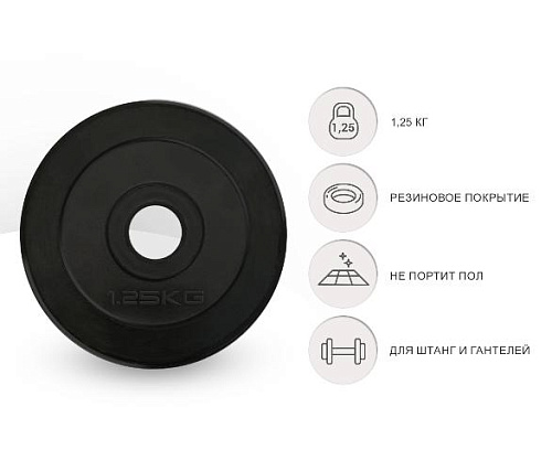 Диск обрезиненный Unix Fit 1.25 кг, 25 мм