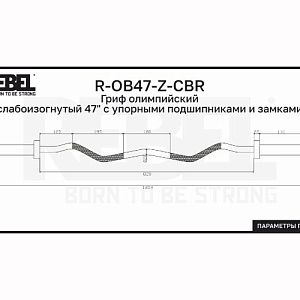 Купить Rebel Fitness Гриф олимпийский слабоизогнутый 47&quot; с упорными подшипниками и замками в Москве
