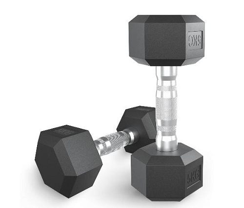 Купить Гантель гексагональная обрезиненная Unix Fit 5 кг / шт. в Москве