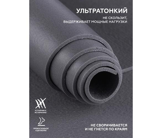 Коврик для йоги Original FitTools 2,5 мм серый в сумке с ремешком фото6