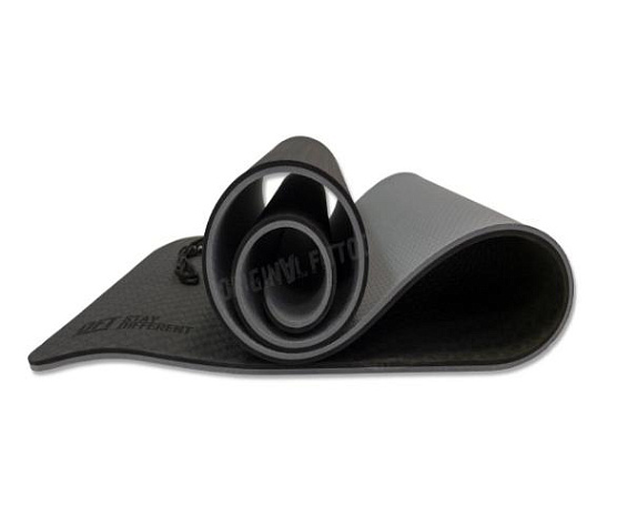 Коврик для йоги Original FitTools 10 мм двухслойный TPE черно-серый фото6