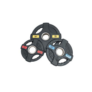 Купить Original FitTools Диск олимпийский обрезиненный черный с двумя хватами 5 кг в Москве