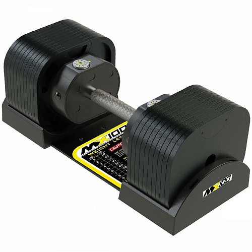 Гантель регулируемая MX Select MX100 EVO, рифленая стальная рукоять, вес 5.9-45.4 кг, 1 шт